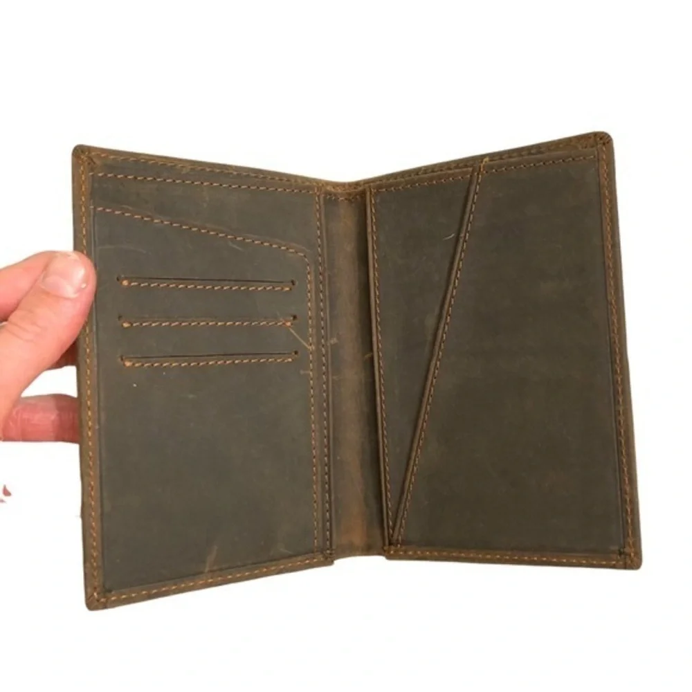 Mens Distressed Brown leather Passport Wallet